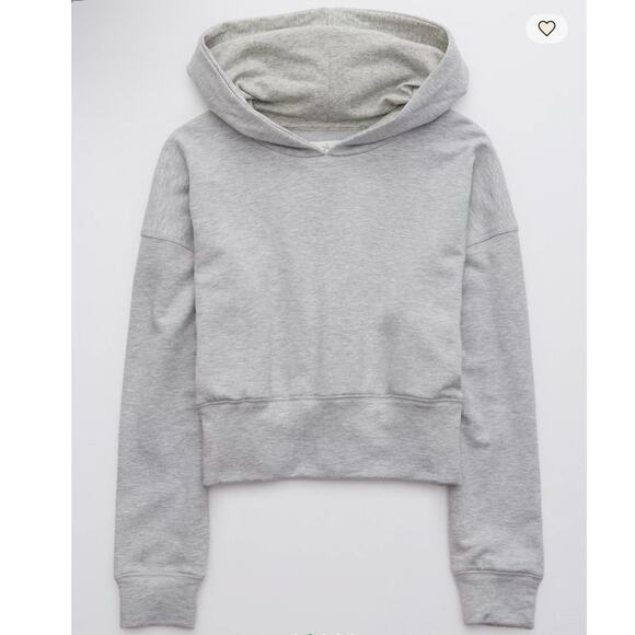Aerie Offline Ott Fleece Cropped Hoodie Gray Size Large - Picture 3 of 9